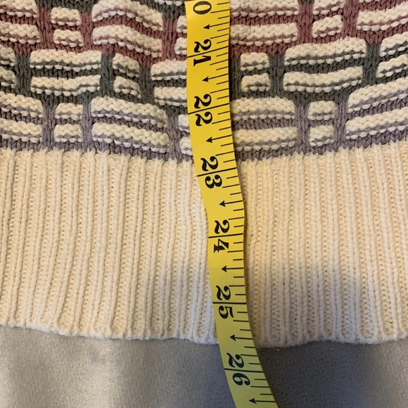 Vintage steeple chase womens 3D knit sweater white green mauve size medium ish - Picture 7 of 7